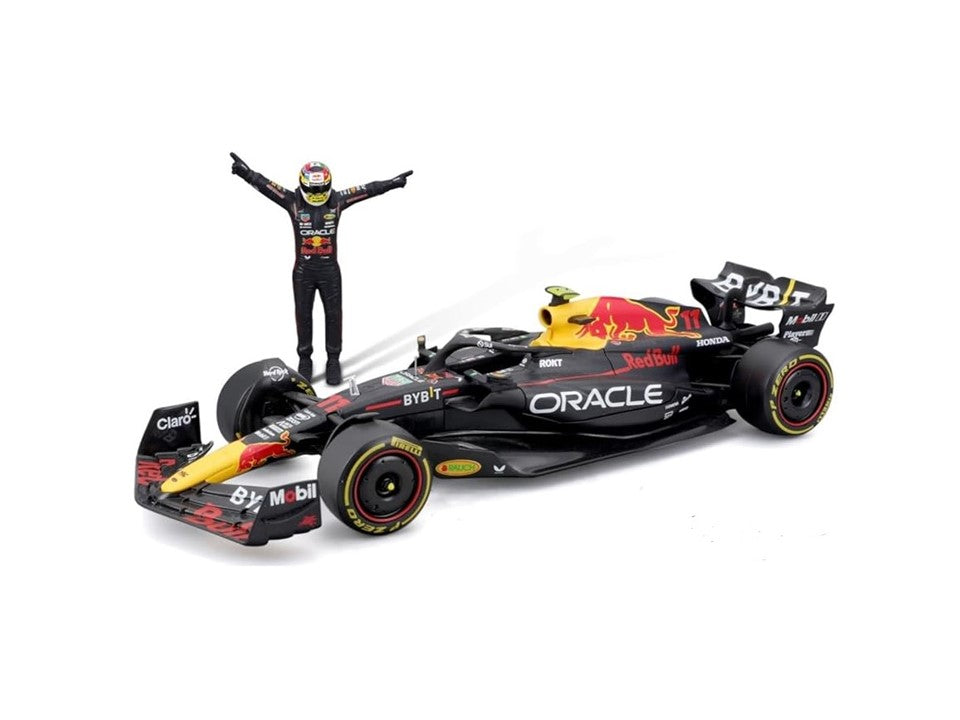 Bburago Red Bull Racing RB19 (No. 11 with Sergio Perez Driver Figurine), Blue, 1:24 Scale Model